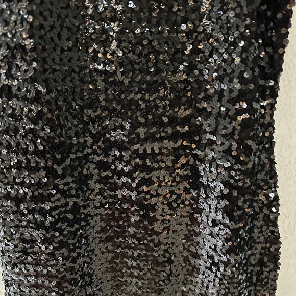 VINTAGE ROBERTA Women's Sequin Camisole Top Black Size XL Thin Strap Party - Picture 2 of 7